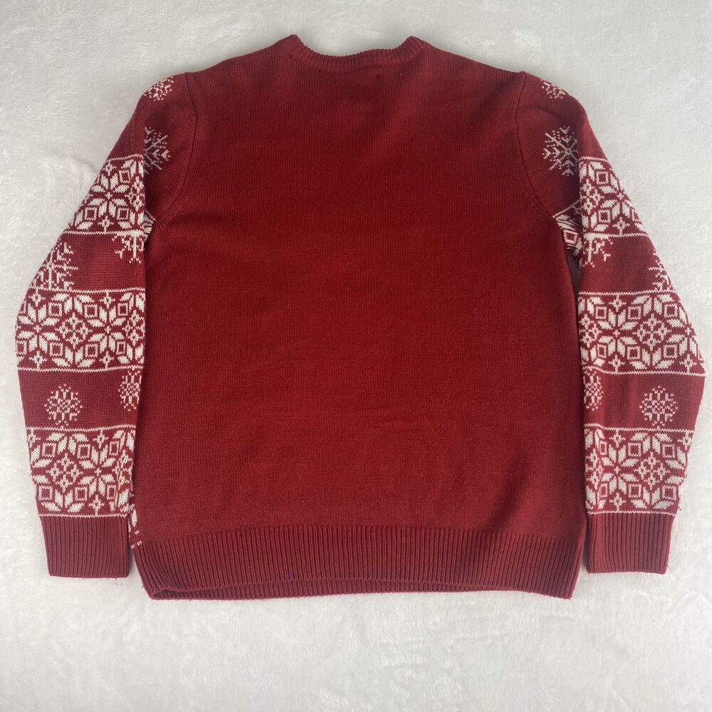 Party Sweater Cat Christmas Ugly Sweater Womens Large Red Crewneck Long Sleeve - Picture 2 of 7